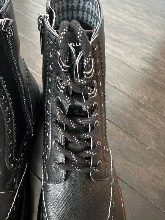 Karl Lagerfeld Paris LFS3008 Men\'s Black Leather Combat Boots Size 10.5 *NWT* main image 9